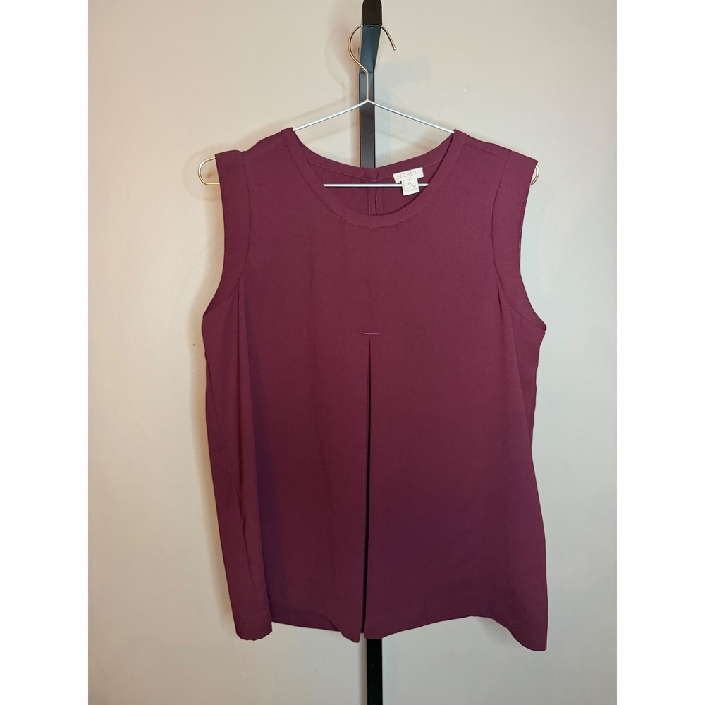 J. Crew Womens Burgundy Crepe Sleeveless Pleated Front Keyhole Blouse Size 6